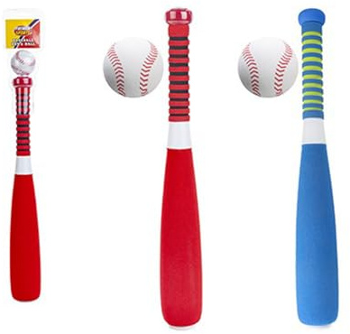 Schaumstoff-Baseballschläger mit Ball, 53 cm, 2 verschiedene Farben