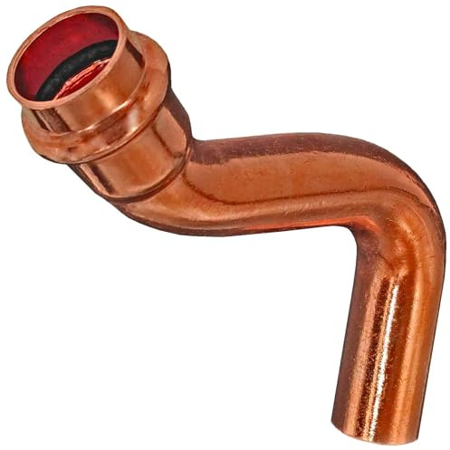 MegaHaustechnik Überbogen mit Stutzen Einsteck-Ende 15x15 Pressfitting aus Kupfer für Kupferrohr Außendurchmesser 15 auf Stutzen 15mm zum Verpressen V-Kontur Trinkwasser geeignet Heizung Nr. 2427