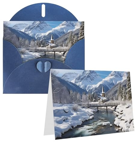 Grußkarte mit Umschlägen Blanko Grußkarten für alle Anlässe Winterlandschaft in den Bayerischen Alpen Blanko Notizkarte Jubiläumskarten Blanko Innenseite Hochzeitskarten für Brautduschen Hochzeiten
