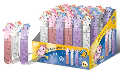 Pustefix 420869382 Bubble Unicorn Såpbubbelburk med enhörningsfigur, magisk lekupplevelse för barn, söt burkdesign