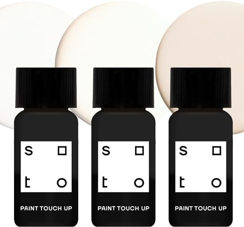 soto Paint Touch Up, Set of 3, 10mL Appliance + Porcelain, High-Gloss Finish (Off-Whites) - White Enamel Porcelain + Bathtub Repair for Tub, Tile, Sink, Stove, Appliances, Interior/Exterior