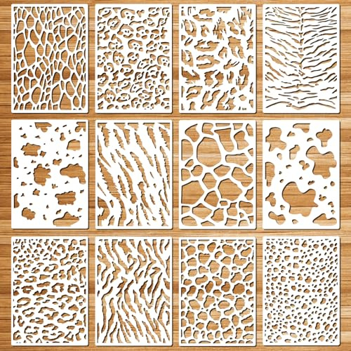 SRIZIAN 12 Stück Zeichenschablonen, Kunststoff, wiederverwendbar, Malvorlagen für Heimwerker, Möbel, Wand und Boden, Dekoration
