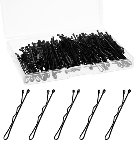GEEHUA 150 Stück Haarklammer Klein Mit Aufbewahrungsbox, 3,5cm Haarnadeln Haarklammern Klein Hair Pin Damen Mini Haarspangen Bobby Pins Gebogenes Kleines Haarnadel Set Für Kinder Mädchen(Schwarz)
