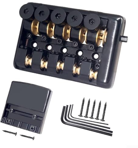 SPORTARC Bass-Steg-Saitenhalter-Set, entworfen für Headless Electric für Bassgitarren, stabile Konstruktion, einfache Montage, schwarze Farbe (A)