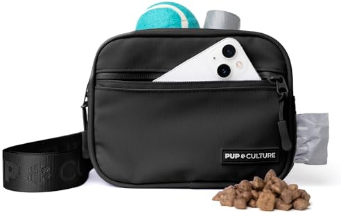 Pup Culture Dog Treat Pouch with Poop Bag Dispenser and Removable Treat Pouch | Cross Body Dog Walking Bag | The Perfect Puppy Training Tool and Even Better Gift