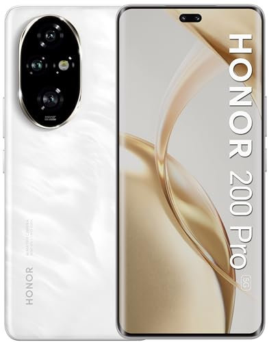 HONOR 200 Pro Smartphone 5G Android 14 Dual SIM NFC, 12GB RAM 512GB, AMOLED da 6.78 pollici display Eye Comfort con Snapdragon 8s Gen 3,50MP,5200 mAh, Moonlight White [Versione italiana]