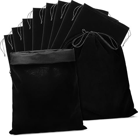 BCOATH 10pièces Sacs Noirs Lot De Pochettes De Rangement à Forte Capacité Avec Cordon Pour Cadeaux Mariage Fête Noël