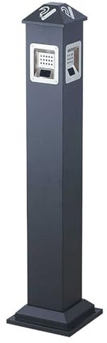 Gtzly Standaschenbecher für DraußEn, Stehender ZigarettenbehäLter mit Schloss, Stehender Aschenbecher for den AußEnbereich, ZigarettenkippenbehäLter aus Metall, Vertikaler MüLleimer(Black)