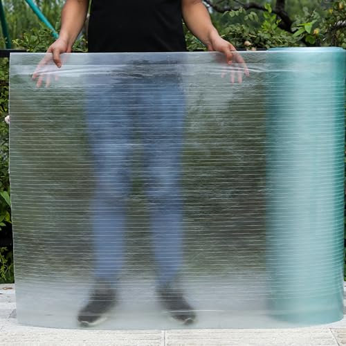 LRYELWA Polycarbonat Dachplatte Glasfaserplatte UV-beständig Klar Gewächshaus Platten Stegplatten Ersatz Verkleidungspaneele,für Carport,Terrasse,Regenschutz,Mit Schrauben (1.2m x 7m,Dick 1,5 mm)