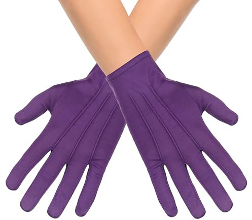 KarneLux Guanti neri – 1 paio di guanti da uomo e donna come accessorio per costume – accessori per carnevale, Halloween o feste a tema, Lilla, 23 cm