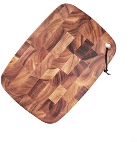 FUANA Tabla de cortar de madera de acacia con cuerda para colgar, tabla de cortar de 2 caras, 33 x 22 x 2,5/40 x 28 x 2,5 cm, tabla de cortar de madera de acacia natural para carne, queso, pan