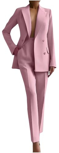 NUSGEAR Traje de 2 Piezas Mujer Moda Blazer y Pantalones largo Otoño invierno Slim Fit Elegante Negocios Oficina Fiesta Cena color sólido Casual Traje Basic Chaqueta cómodo abrigo Conjunto 2025