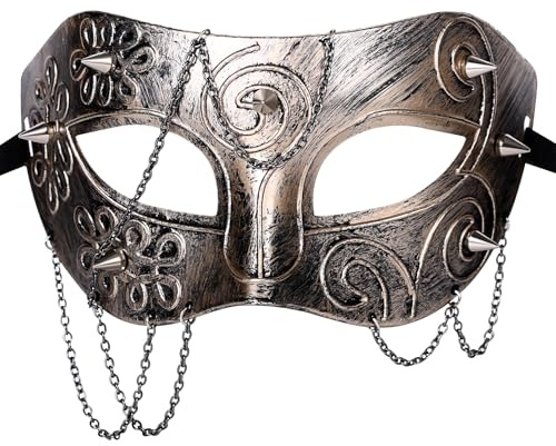 OIDEA Herren Venezianische Maske mit Nieten: retro römischer griechische Steampunk Halbmaske mit Ketten Gothic venedig Leicht angenehm vintage Kostüm Maske für Karneval Maskenball Maskerade
