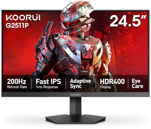 KOORUI 25 Inch Gaming Monitor,200Hz, Fast IPS, Full-HD 1080P, 1ms, Adaptive Sync, VESA Mountable, HDMI/DP, Low Blue Light, 99% SRGB