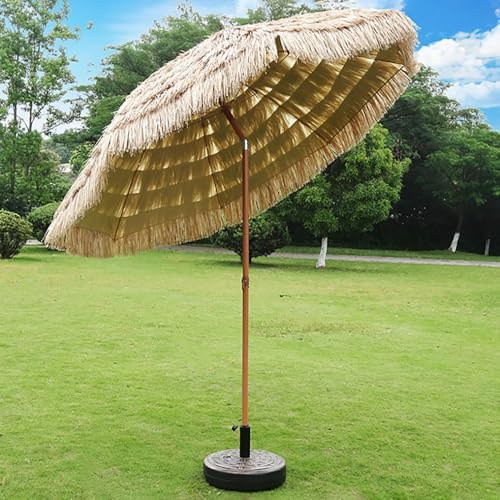 Sombrilla de playa tropical hawaiana de 240 cm, toldo de paja ajustable con 8 varillas, perfecto para patio, jardín, terraza y balcón (1,6 m), protección UV y diseño