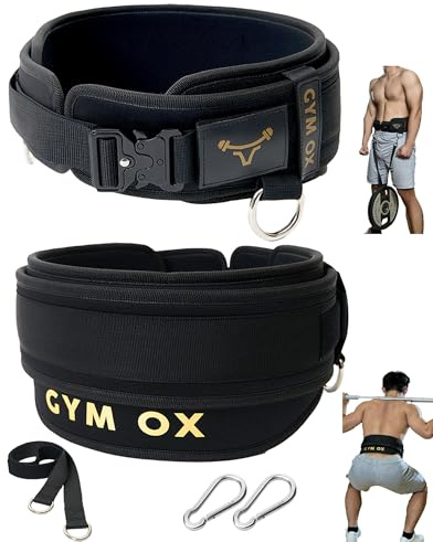 2-in-1 Weightlifting & Dip Belt with Quick-Release Aluminum Buckle - Hybrid Squat Belt for Core Support & Weighted Pull Up Belt with High-Strength Strap - Heavy Duty Neoprene Gym Belt for Men & Women(Black, Large)