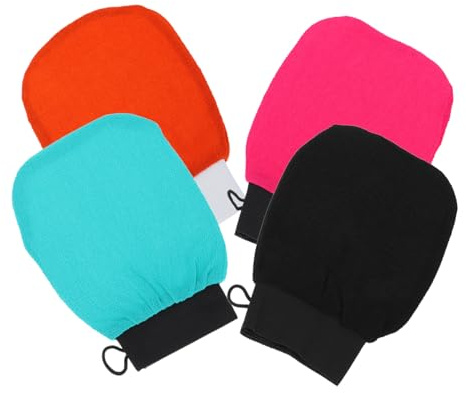 TOYZFRIENDY 4pcs Bath Exfoliating Gloves Skin Scrubbers for Deep Cleaning Shower Mitts Body Scrubbing Gloves Household Shower Cleaning Mitt for Smooth Refreshed Skin Random Color