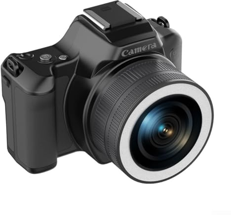 Cámara digital de 48 MP con zoom de 16X, grabación de video 2K, 12 luces LED de relleno, ligeras para uso en fotografía de viajes al aire libre (negro)