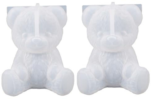 Lot de 2 moules en silicone 3D en forme d'ours en peluche réutilisables en forme d'animal, bougie, savon, résine pour moulage époxy, fondant, décoration de gâteau au chocolat, loisirs créatifs