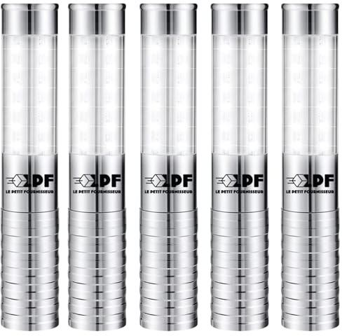 LPF LE PETIT FOURNISSEUR - Lot de 5 Bâtons LED Lumineux Bouteille Rechargeable – 3 Modes d’Éclairage (Strob, Intense, Ambiance) – Alternative Fontaine Scintillante – Aluminium Anti-Choc - Argent