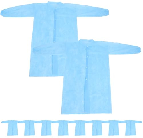 NAMOARLY 10 Camici Monouso per Adulti Non Tessuto Bottoni, Tute Protettive da Laboratorio Unisex 3xl, Grembiuli Usa e Getta Leggeri e Traspiranti per Ambienti di Lavoro Controllati