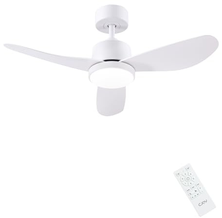 CJOY Ceiling Fans with Lights 38inch, White Ceiling Fans with Lights, Small Ceiling Fan Dimmable, 3000-6500K, 6 Speed, Timer, 3 Blades Quiet Ceiling Fan for Bedroom/Kids Room