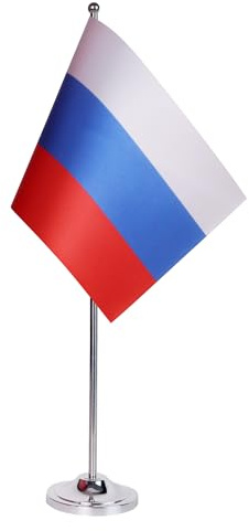 AZ FLAG Tischflagge Russland 22x15 cm Russische Satin Metallsockel