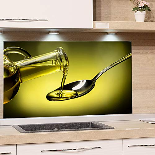 GRAZDesign Cristal protector contra salpicaduras para cocina, diseño de aceite de oliva verde mediterráneo, pared trasera de cocina, 80 x 50 cm