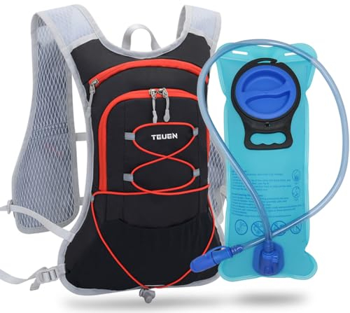 Zaino Idratazione con Vescica 2L, Zainetto Running Leggero Donna Uomo Zaino con Sacca Idrica per Corsa MTB Ciclismo Maratona Trekking Trail, Zaino Acqua 6L Unisex Adulto (nero1)