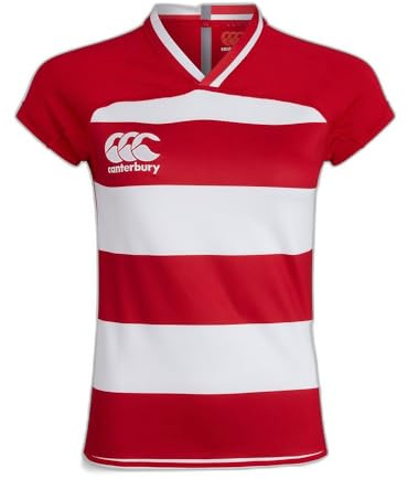Canterbury Vapodri Evader à Rayures Maillot Rugby Femme Rouge Vif FR : S (Taille Fabricant : 8)