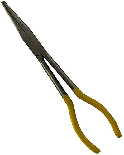 25 45 90 Degree Ring Shape Straight Bent Long Needle Nose Plier Yellow Easy to use11-inch (25 Degree)