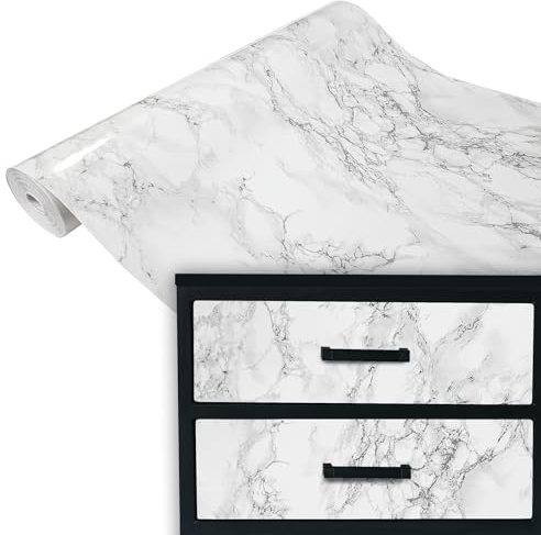 DecoMeister Klebefolie Möbel 90x100 cm | Selbstklebende Möbelfolie in Stein- und Marmoroptik | Klebefolie für Möbel ideal für Küche, Bad und DIY Projekte | Marmi Marmor Grau