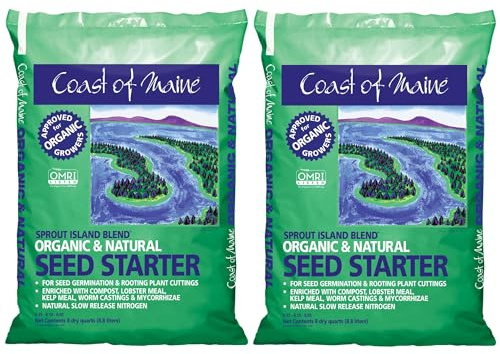 Coast of Maine Organic & Natural Sprout Island Blend Seed Starter - Seed Germination & Root Plant Cuttings w/Composted Manure, Mycorrhizae, Worm Castings & Kelp - Enhanced Drainage (8 Qt)