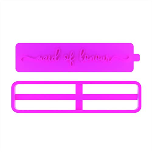 LissieLou Maid of Honour in Verity Font Cookie Cutter and Stamp Bridal Party Icing Stamp Fondant Embosser - Pink