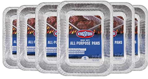 Kingsford Grilling Extra Tough All-Purpose Aluminum Pans, 24 Count | Disposable Aluminum Foil Pans Ideal for Cooking, Baking, Steaming, Grilling, & Smoking | Safe, Disposable Chafing Dish