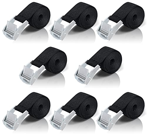 Spanngurte kurz mit Ratsche 1M - 8 Stück Spanngurt Fahrradträger, Schwarz Kurze Zurrgurte mit klemmschloss, Kleine Spanngurte, für Auto, Fahrrad, Sackkarre, Motorrad, Gepäck, Camping