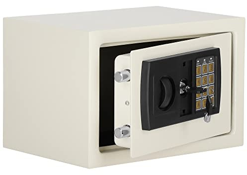SPRINGOS Caja fuerte con llave y código numérico, montaje en pared, 30 x 20 x 20 cm