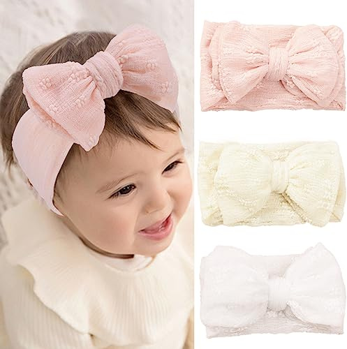 Fashband Baby Mädchen Nylon Stirnbänder Blumenkrone Haarbänder elastisch weich Headwrap Haarschmuck für Neugeborene Kleinkinder und Kinder für Kinder Kleinkinder(pink)