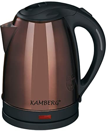 Kamberg, Bollitore elettrico in acciaio inox 18/10-1,8 litri, 1500 W, ebollizione rapida, Design compatto, senza BPA, Bronzo, 0008128