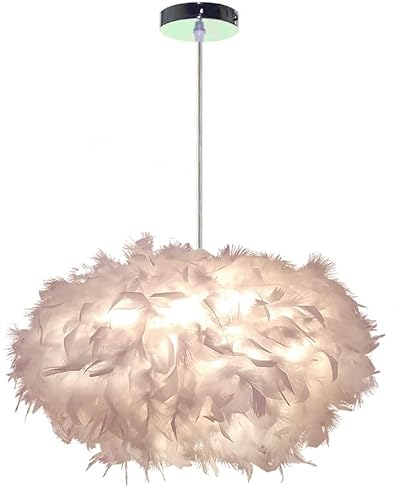 PETITES ECREVISSES Design Pendelleuchte Weiß Federn Hängelampe Ø45cm mit E27 Lampenfassung für Wohnzimmer Esszimmer Schlafzimmer, 40W