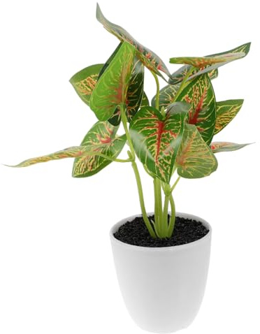 DECHOUS Artificial Begonia Leaf Bonsai Fake Green Plant Indoor Potted Simulation Bonsai Decoration for Home and Office Use Realistic Faux Plant Decor