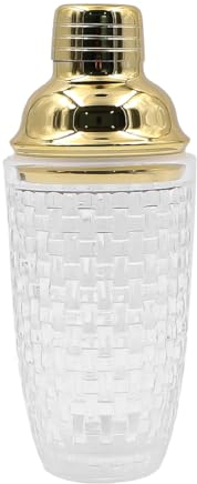 ZONADAH Shaker per cocktail in vetro, 400 ml, shaker per bevande, set da barista, colino, strumento per Martini, per casa, matrimonio, kithen, cene e famiglie, dorato