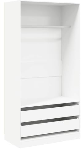 vidaXL Wardrobe Clothing Cabinets Shelf Hangers Open Wardrobe Home Unit Storage Closet Home Living Room Furniture White Engineered Wood