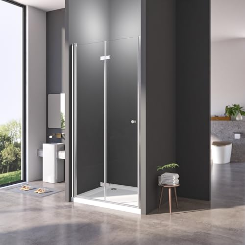 Nischendusche 75x185 cm,Nischenfalttür Duschabtrennung 180°Duschfalttür Duschwand Dusche aus 6mm ESG Sicherheitsglas,Höhe 185 cm,Duschwanne Nicht Enthalten