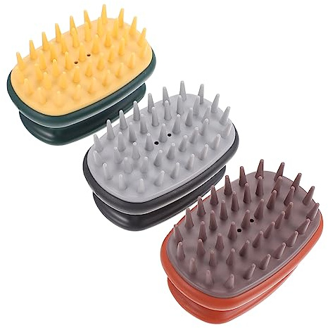 Gatuida Juego de 3 Cepillos de Silicona para Masaje y Limpieza del Cuero Cabelludo Diseño Ergonómico y Dientes Separados para Ducha y Cuidado Capilar