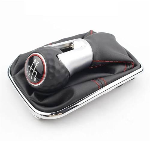 Schalthebel Für VW Für Golf 4 MK4 Für Golf 5 Für Golf 7 MK7 Auto Schaltknauf Mit Boot Abdeckung Griff Fall Kragen 12mm Loch 5 6 Geschwindigkeit Auto Getriebekopf(Farbe:Weiß)