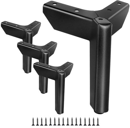 QINFZY 4er-Set 15 cm Schwarze Metall Möbelfüße, Mit Schrauben, hochwertige Schrankfüße Sofafüße für DIY-Möbelprojekte.