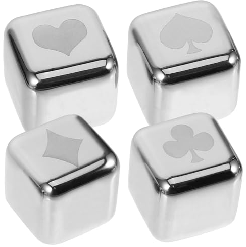 DECHOUS 4pcs Whiskey Rocks Stones Ice Cubes Stainless Steel Ice Cubes Reusable