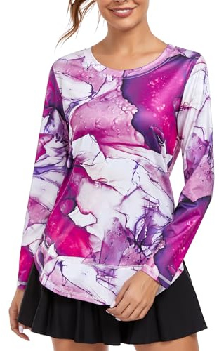 Deaviya Camisetas Deportivas de Manga Larga para Mujer Reino Unido, Camiseta Deportiva de Yoga para Entrenamiento y Running, Cuello Redondo de Secado Rápido Ropa Deportiva de Golf para Damas Gimnasio