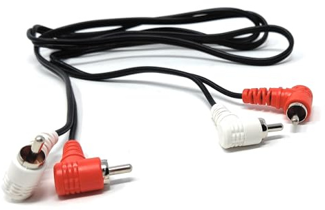 DRUT Lot de 2 câbles RCA vers RCA à angle droit pour audio, haut-parleurs, home cinéma, son surround, platine, mixeur 1,2 m
